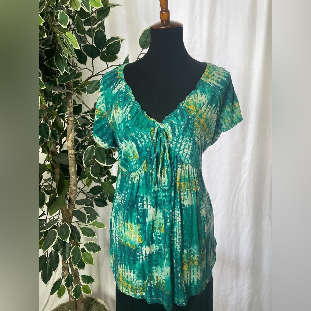 Blue green blouse